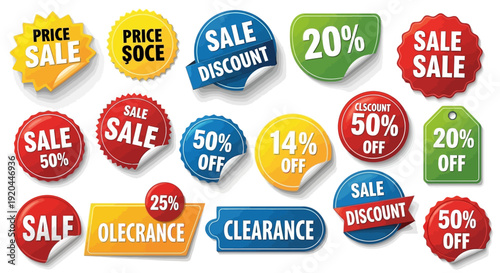 Sale Stickers Set, Discount Labels Collection