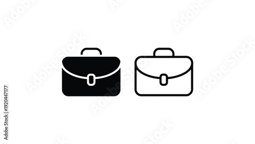 Briefcase business bag icon set office work portfolio symbol black and outline professional briefcase illustration isolated