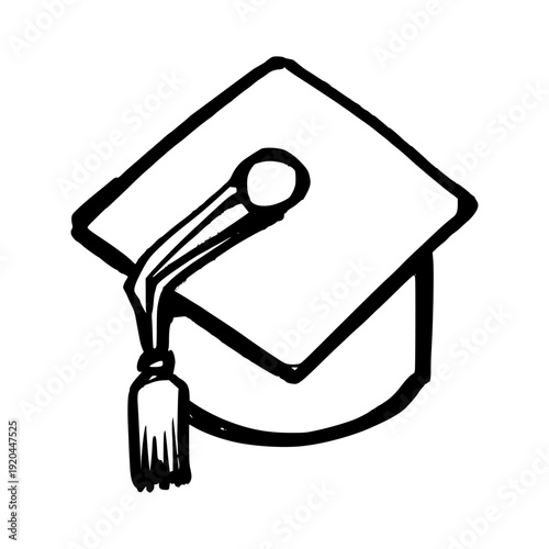 Graduation Cap Toga Doodle Illustration Line Art. Hand Drawn Minimalist Symbol for Education Success and Academic Ceremony Design.