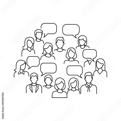 Group of People Communicating with Speech Bubbles.