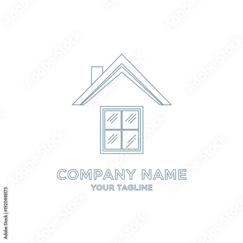 Minimalist House Logo Design with Window and Roof Outline.
