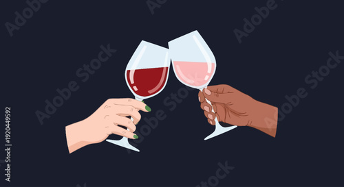 Illustration of hands holding wine glasses in a toast, image (2030).ai referenced scene