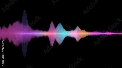 Vibrant abstract colorful sound wave frequency on black background