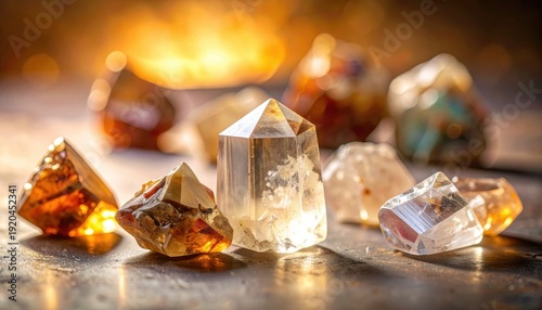 FlyPro Firefly presents a high-resolution collection of dull, unpolished gemstone fragments, each unique but separated, powerfully symbolizing resource isolation.