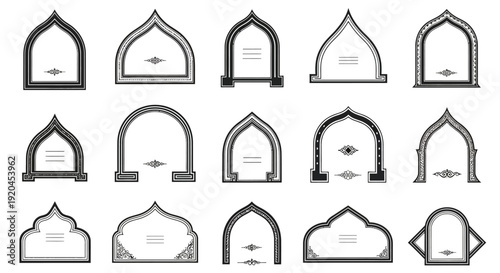 Set of vintage arch shapes for frames and borders