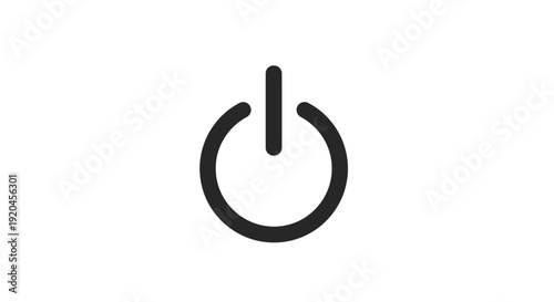 Simple black power button icon on white background.