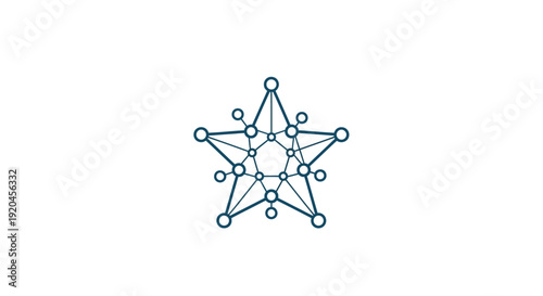 Abstract blue geometric star shape with interconnected nodes and lines.