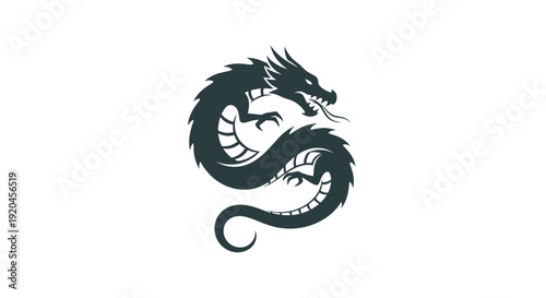 Stylized illustration of a dragon and lion combined in a circular design.