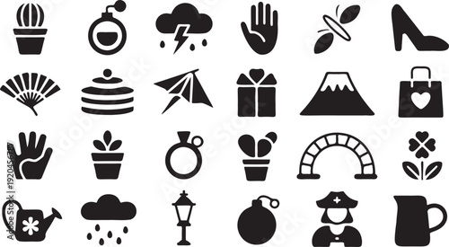 Lifestyle and Object Solid Icon Set Collection