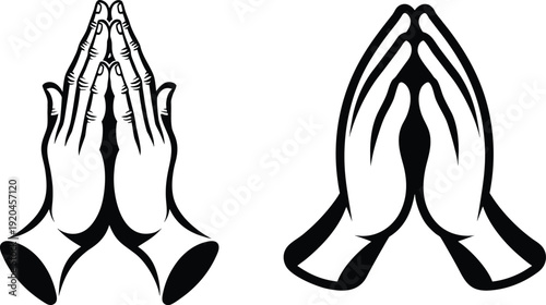 Praying Hands Line Art Vector Icon