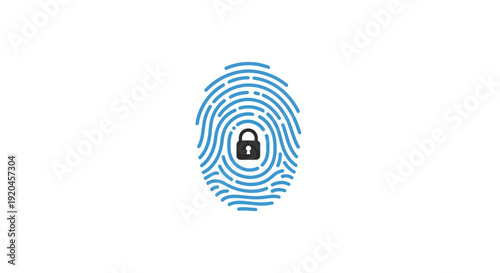 Fingerprint with padlock symbolizing secure identity verification.