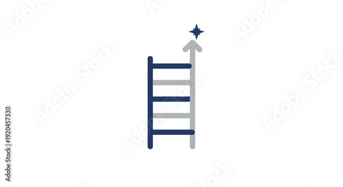 Simple ladder icon with ascending arrow and star symbolizing progress and achievement.
