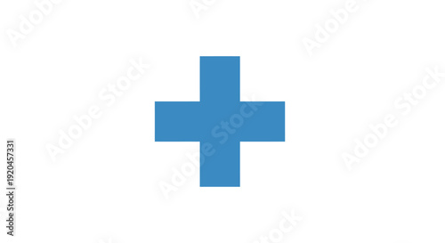 Blue cross symbol on white background.