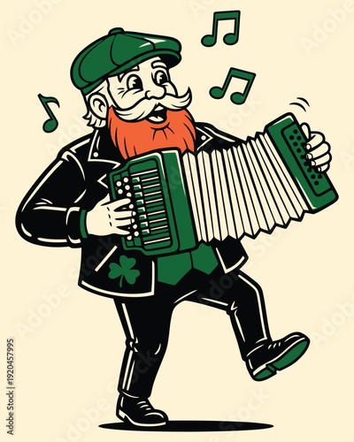 Jolly Irish Accordion Player for St. Patrick's Day