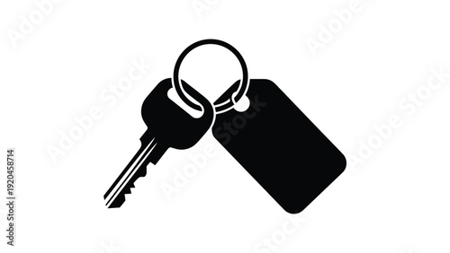 House Keys With Keychain Tag Silhouette Icon Isolated On Light Background Property Access Security Real Estate And Car Key Symbol Design