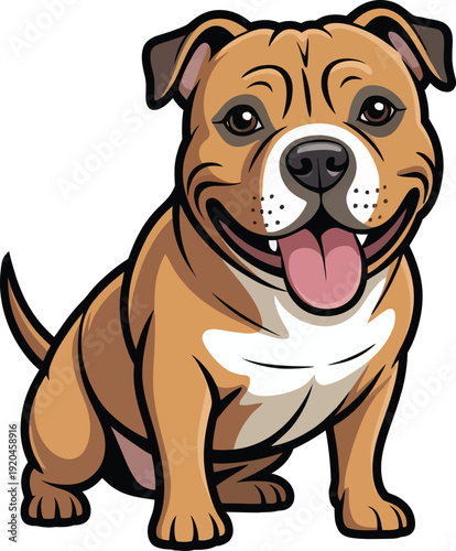 Cute cartoon a illustrator vector Staffordshire Bull Terrier