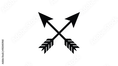Crossed Arrows Symbol Silhouette Isolated On Light Background Minimal Tribal Arrow Icon For Direction Navigation Adventure And Vintage Design