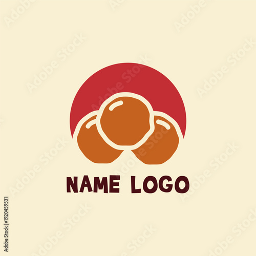Cute Meatball Logo Cartoon Character Fun Food Restaurant Brand Mascot Vector Illustration