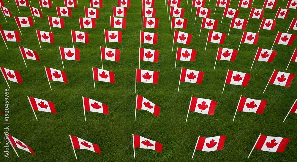 Fototapeta premium Celebrating flag day with canadian flags on display