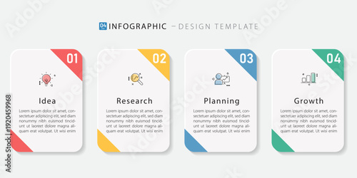 Infographic template. 4 Step timeline journey, Flat simple infographics design template. presentation graph. Business concept with numbers 4 options or steps vector illustration.