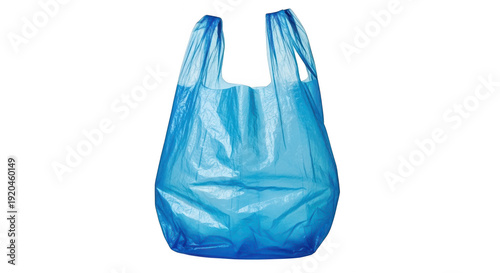 A blue plastic bag on transparent background