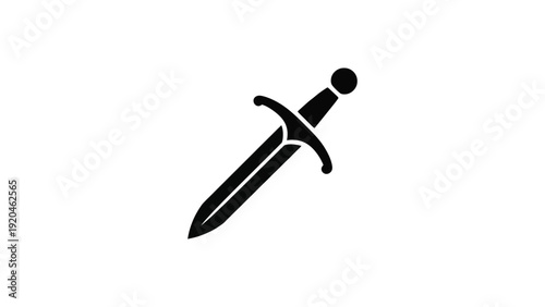 Black Dagger Knife Silhouette Isolated On Light Background Minimal Medieval Weapon Icon Concept For Defense Combat Symbol And Design