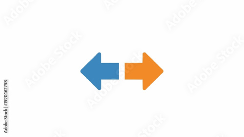 Blue and orange arrows pointing opposites.