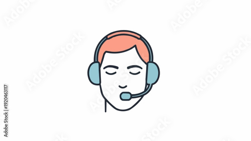 Red Haired Woman Wearing Headset.