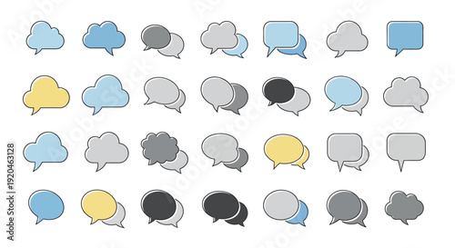 Speech bubbles vector set, communication concept
