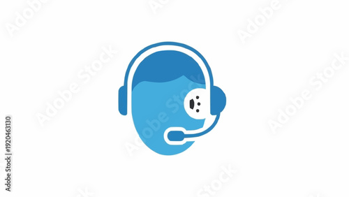 Blue customer service headset icon.