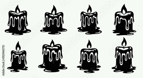 Spooky Melting Candles Vector Illustration Set