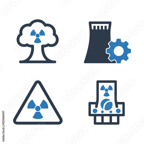 Vector of four nuclear radiation warning icons depicted