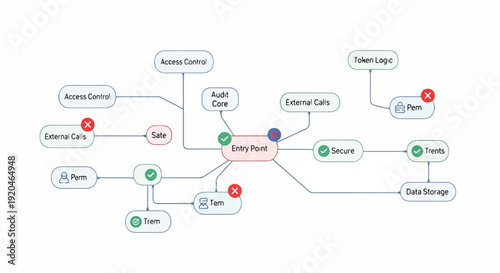 Diagram of secure system architecture with entry point, access control, and data storage