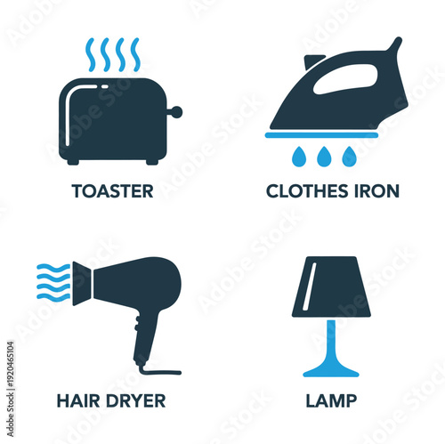 Vector of various household electronic appliances and devices