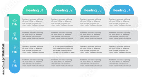Tablet Layout Creative PowerPoint Template with 16 Box Elements, Thin Line Icons and Text Boxes – Clean Table Layout Vector
