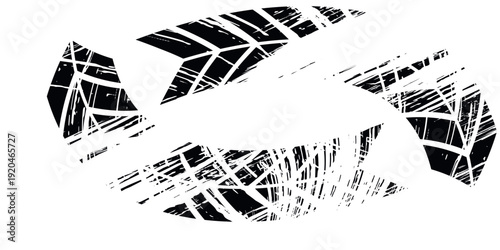 Tire tread marks, wheel textures, tire marks - car racing, motocross, drift, rally, off-road and others. Vector black isolated texture in grunge style with splashes.eps10