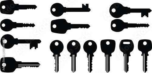 Collection of various keys on a plain background