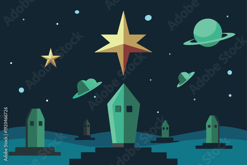 Spaceship Graveyard Above A Dying Star