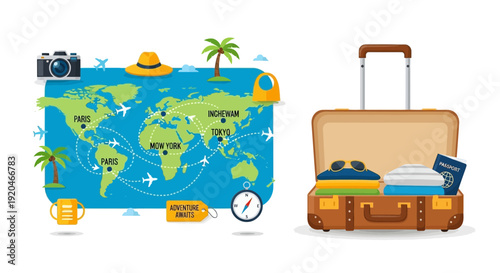 Vibrant travel essentials for adventurous globe wanderers