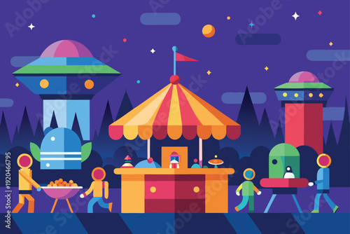 Starport Marketplace With Aliens And Robots