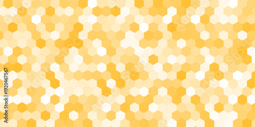 Yellow beehive background. hexagonal raster, honeycomb, mosaic cell, bees hive cells pattern. light gray hexagonal mosaic background