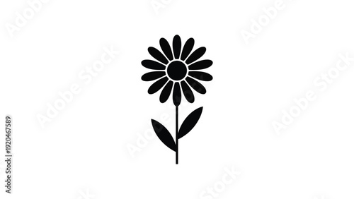 flower icon minimal black blossom plant symbol for nature garden floral design decoration app interface flat vector illustration