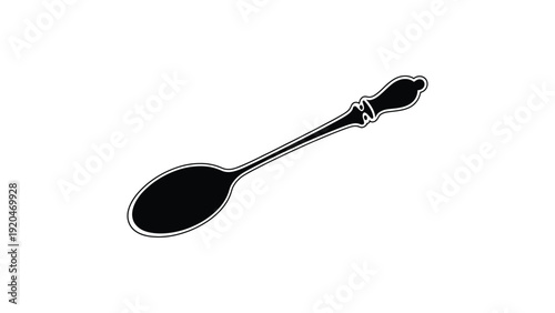 spoon utensil icon minimal black kitchen cutlery symbol for cooking dining restaurant food service app interface flat vector illustration