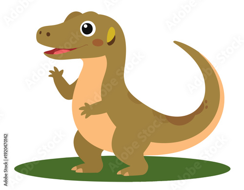 flat vector illustration of a cute komodo dragon mascot