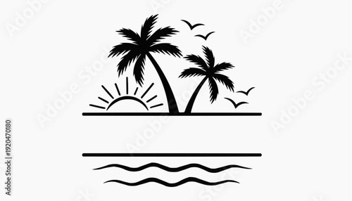 Palm Tree Split Frame SVG