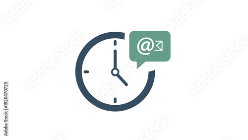 Clock with message bubble icon.