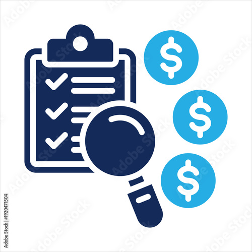 business evaluation icon in glyph dual color style vector illustration