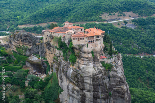 Eastern Orthodox monasteries in Greece, built on natural sandstone rock pillars, Kalambaka region