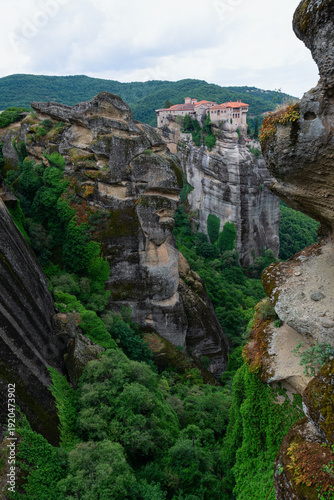Eastern Orthodox monasteries in Greece, built on natural sandstone rock pillars, Kalambaka region