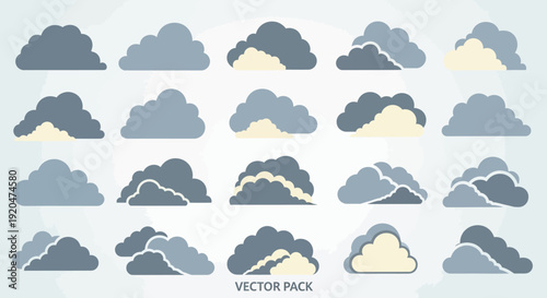 Stylized Cloud Vector Set: Weather Icon Pack